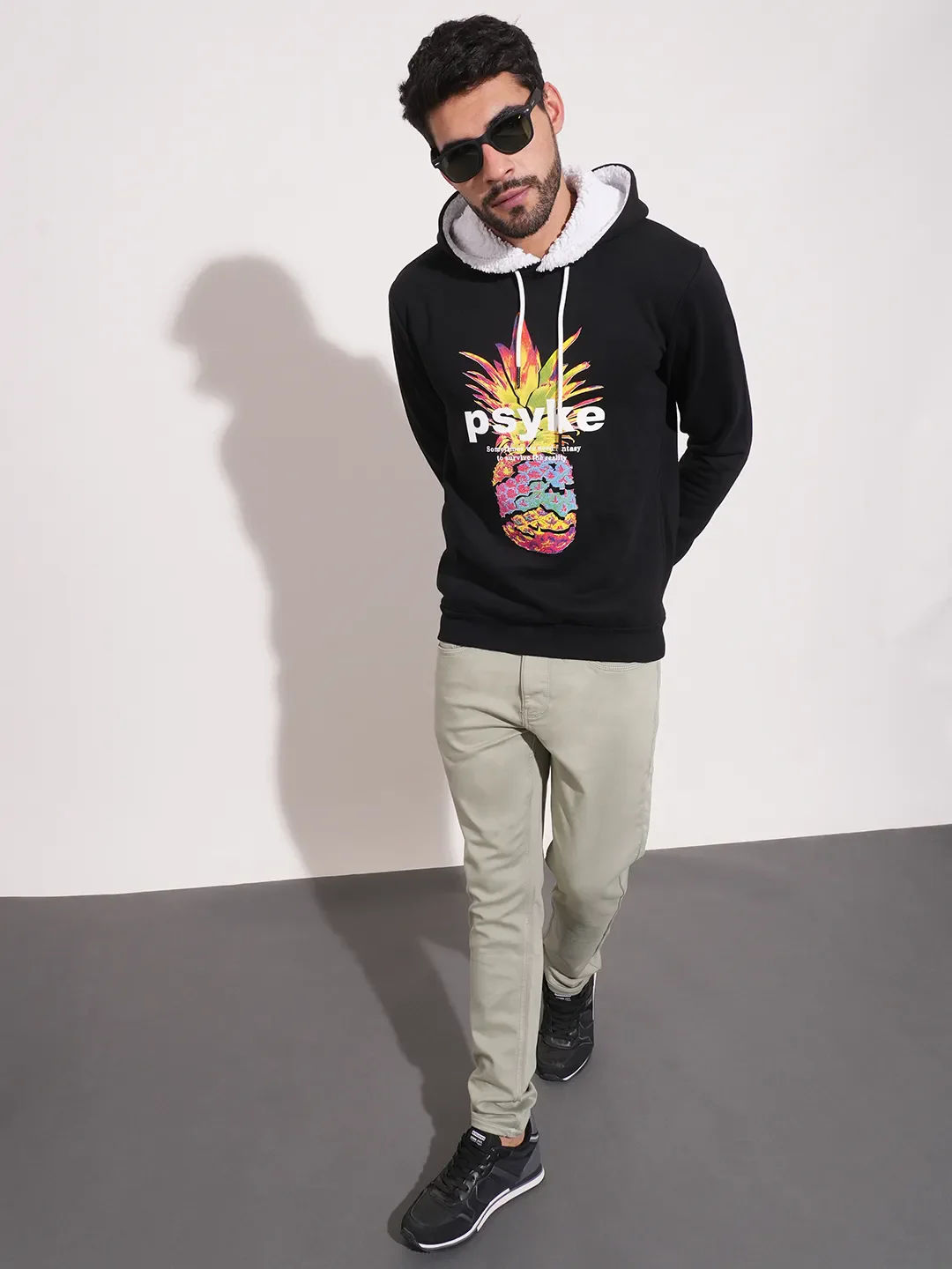 Black Regular Fit  Long Sleeves Men's Hoodie by Being Human Clothing - Image 4