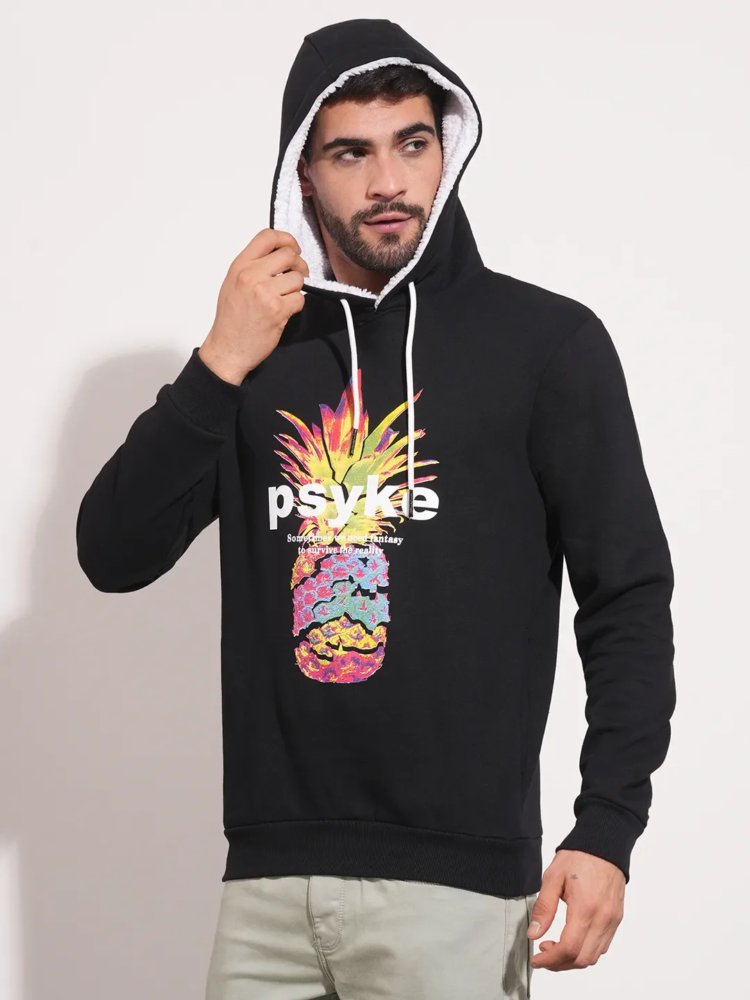 Black Regular Fit  Long Sleeves Men's Hoodie by Being Human Clothing - Image 6