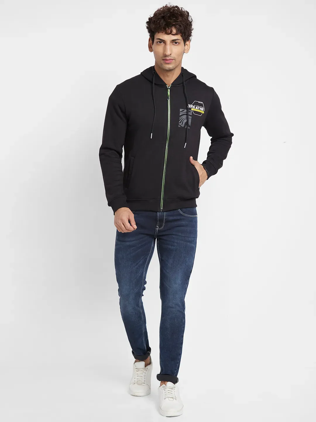 Black Regular Fit Hoodie by Being Human Clothing - Image 2