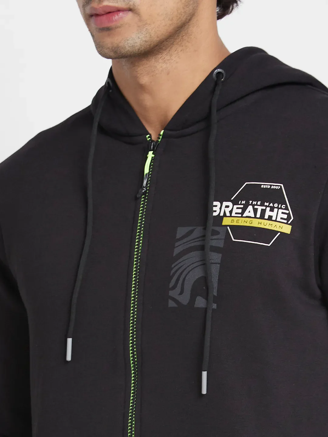 Black Regular Fit Hoodie by Being Human Clothing - Image 5