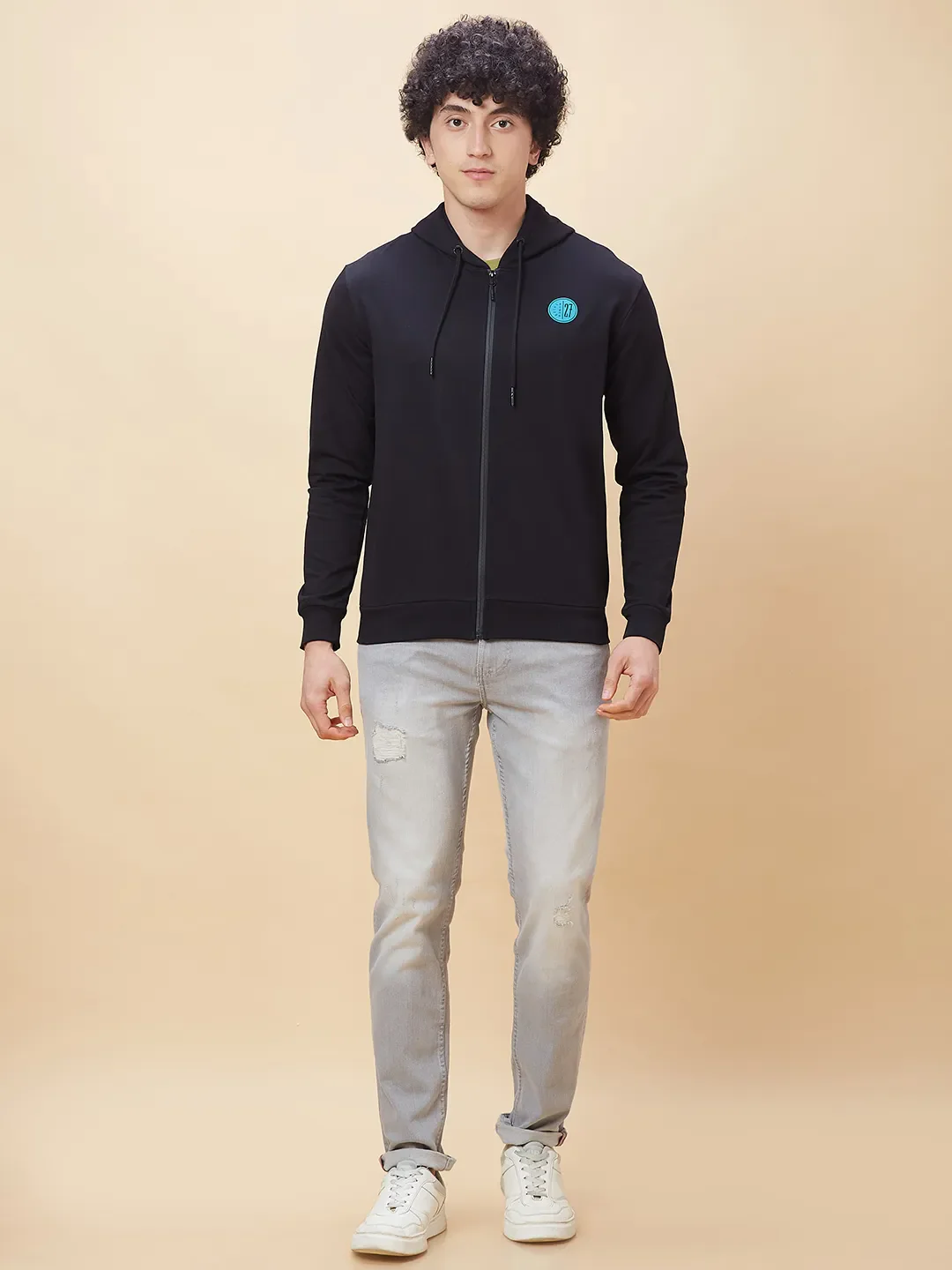Black Regular Fit  Long Sleeves Men's Hoodie by Being Human Clothing - Image 2
