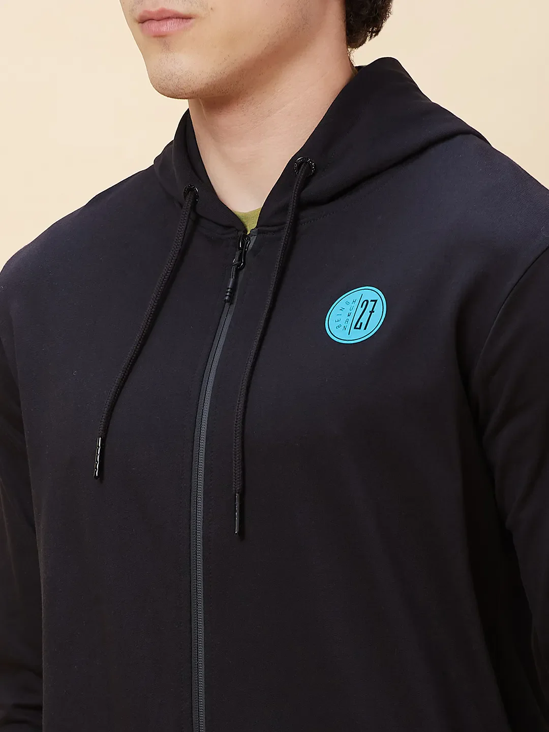 Black Regular Fit  Long Sleeves Men's Hoodie by Being Human Clothing - Image 5