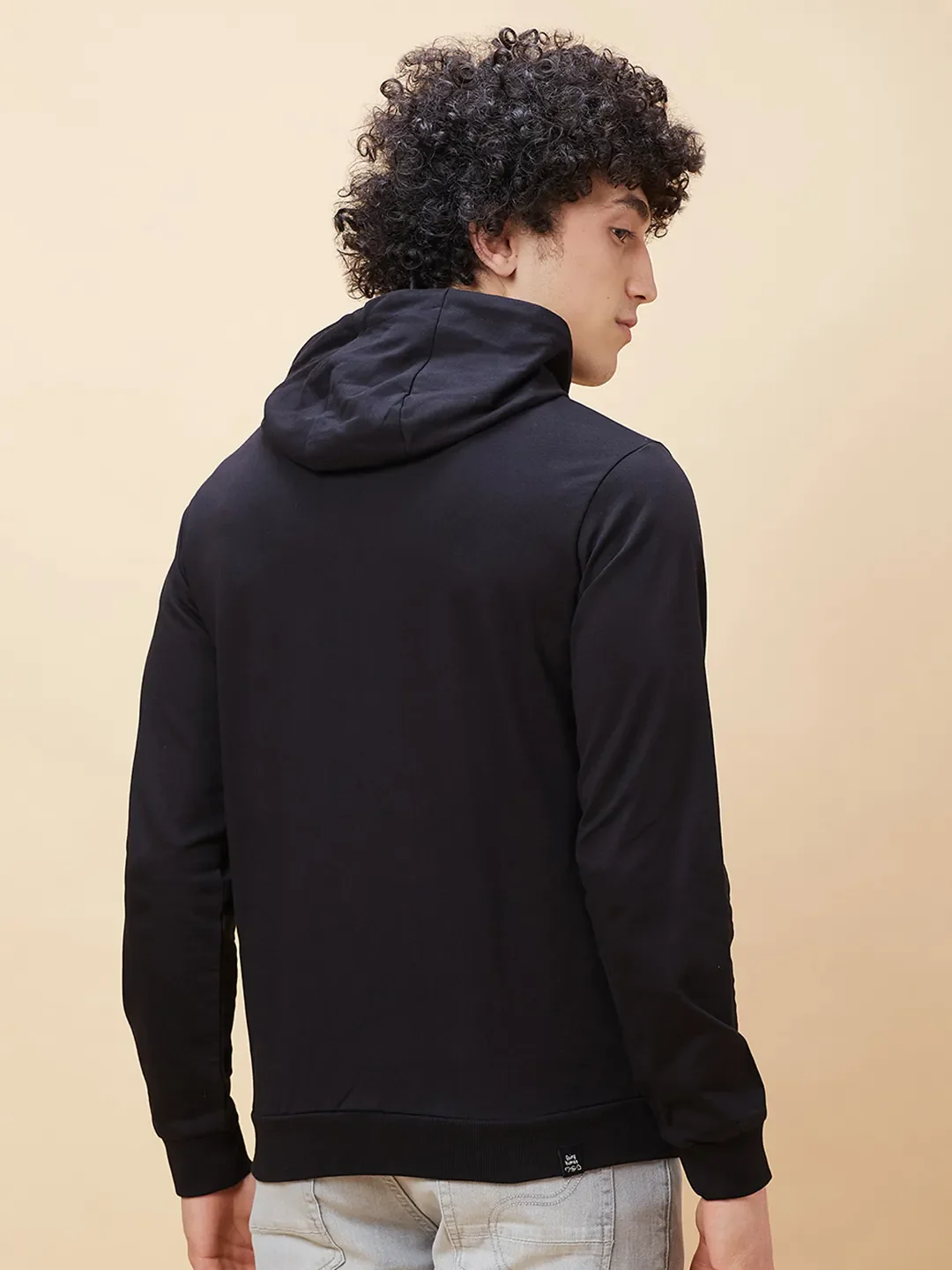 Black Regular Fit  Long Sleeves Men's Hoodie by Being Human Clothing - Image 4