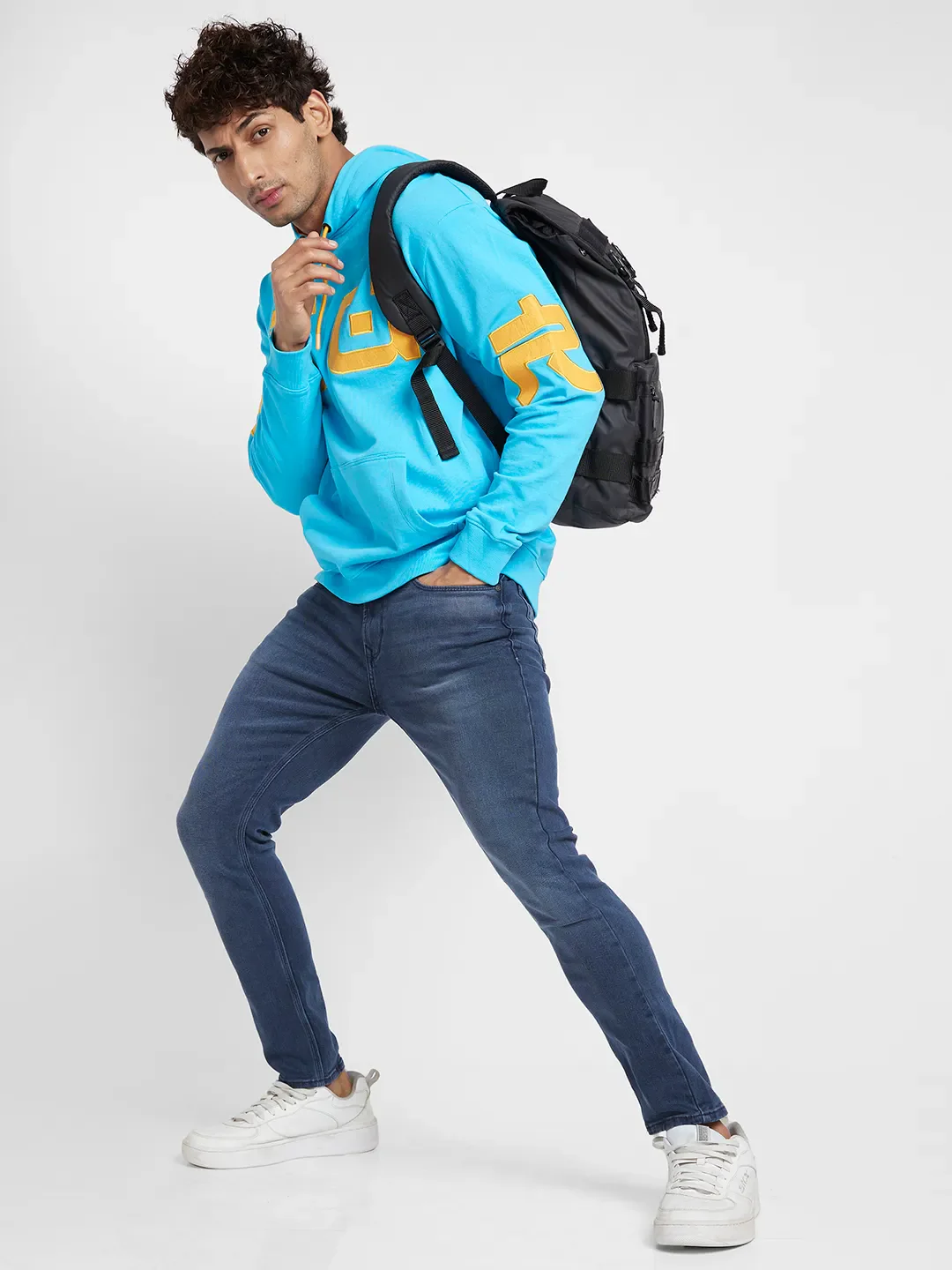Blue Regular Fit Men's Hoodie by Being Human Clothing - Image 3