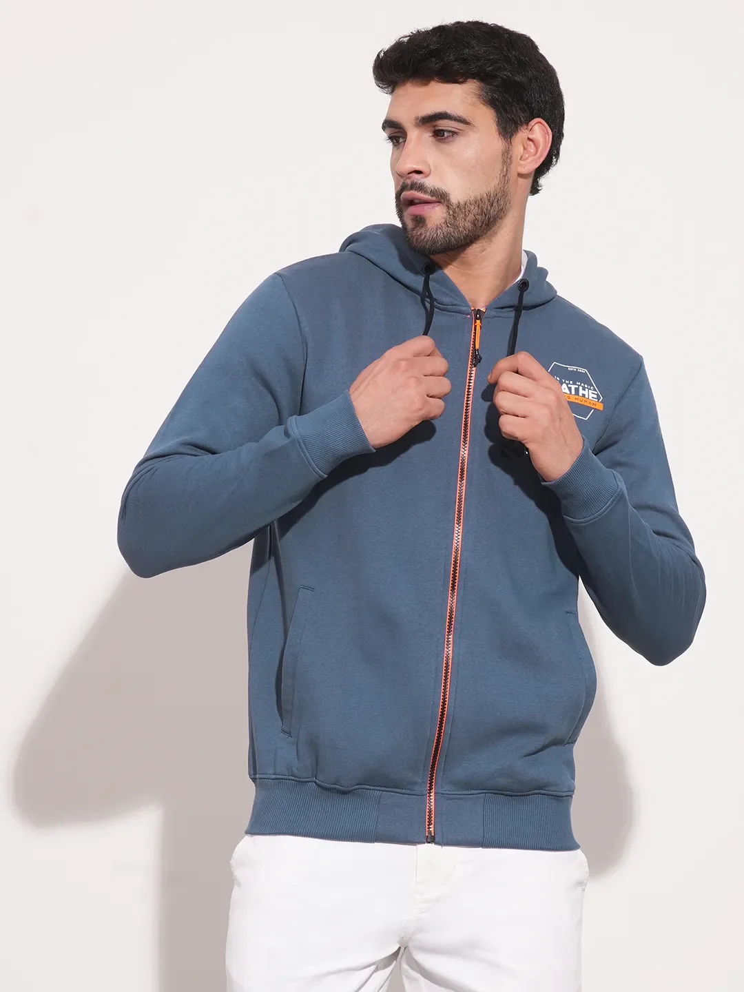 Cobalt Blue Regular Fit Men's Hoodie by Being Human Clothing