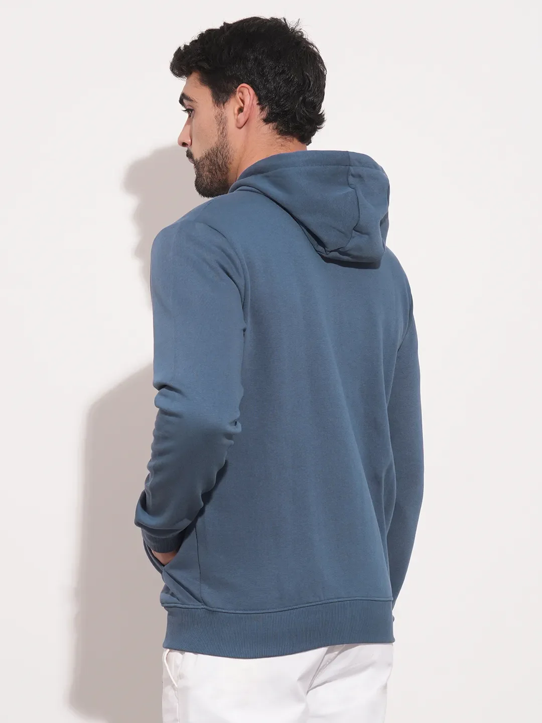 Cobalt Blue Regular Fit Men's Hoodie by Being Human Clothing - Image 5