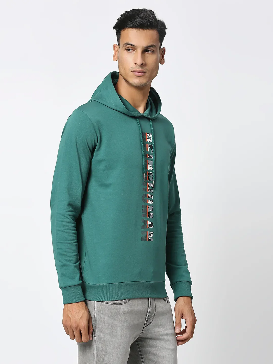 Green Regular Fit  Long Sleeves Men's Hoodie by Being Human Clothing - Image 2