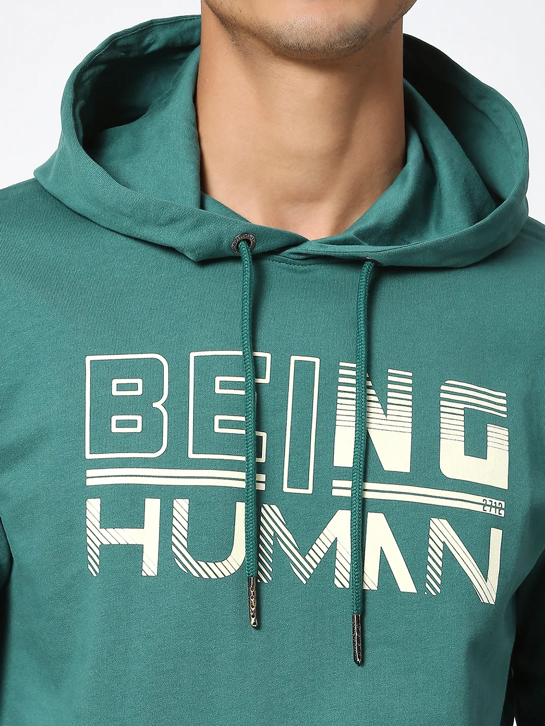 Green Regular Fit  Long Sleeves Men's Hoodie by Being Human Clothing - Image 6