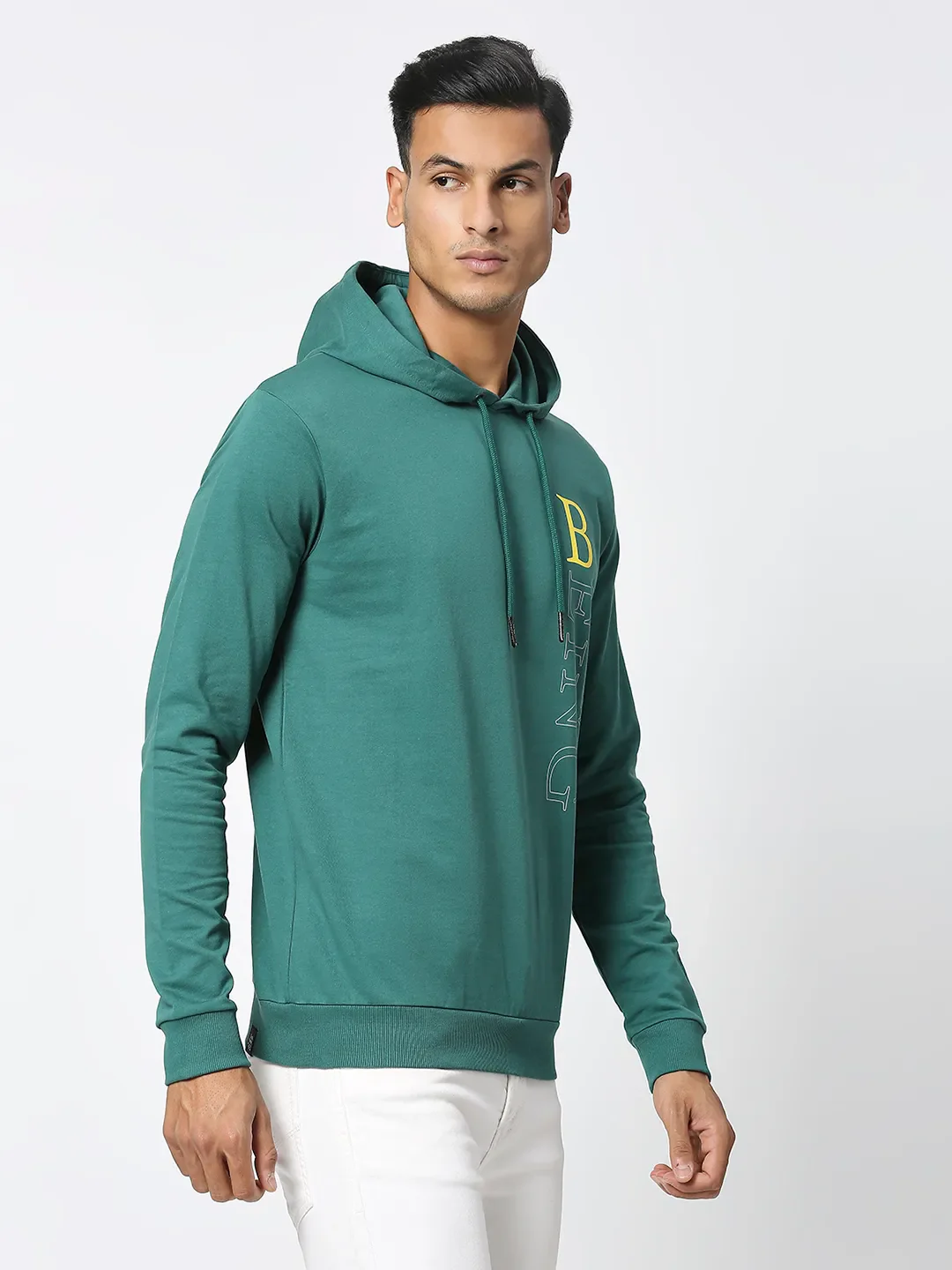 Green Regular Fit  Long Sleeves Men's Hoodie by Being Human Clothing - Image 3