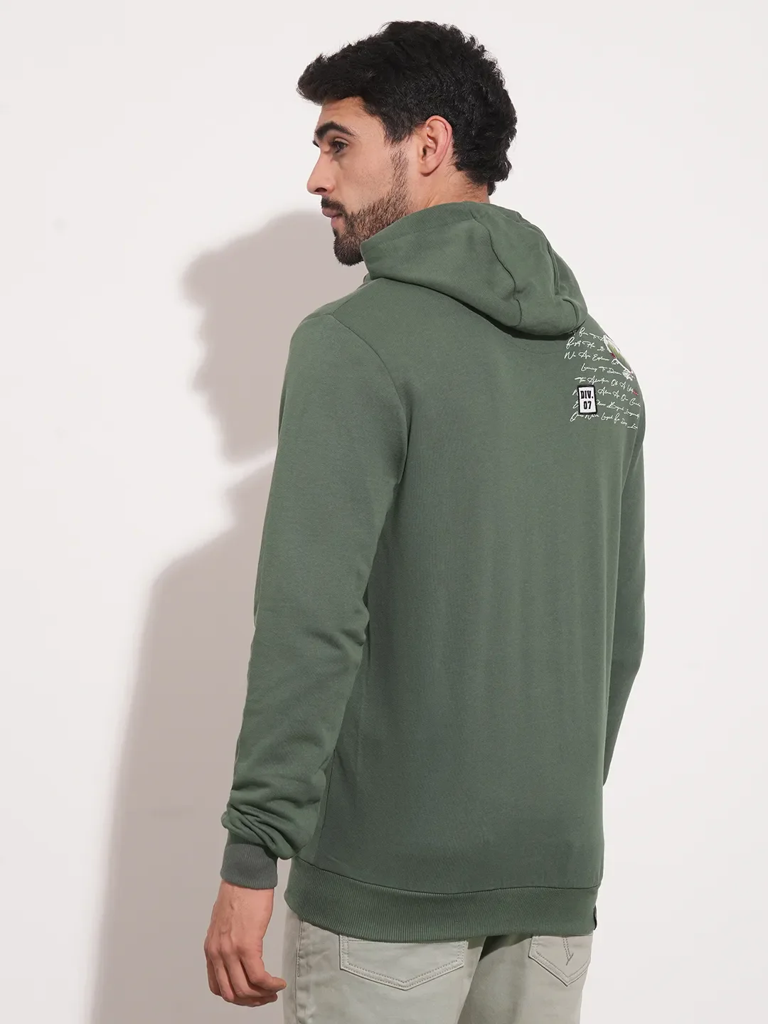 Green Regular Fit  Long Sleeves Men's Hoodie by Being Human Clothing - Image 5