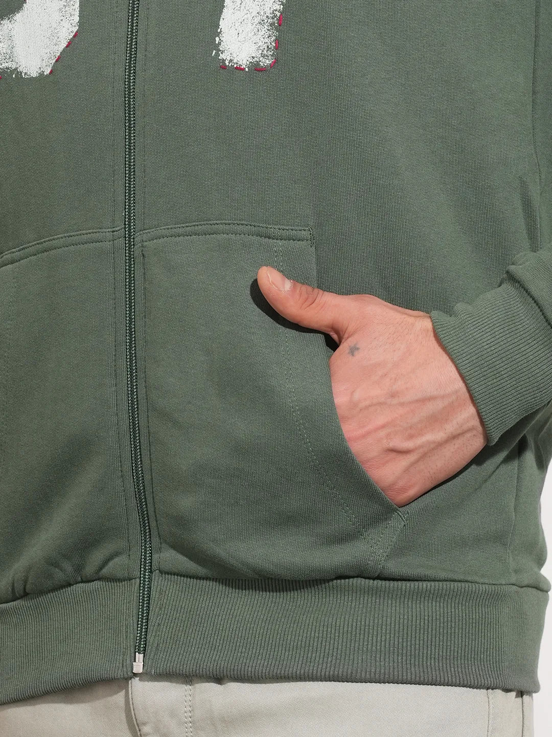 Green Regular Fit  Long Sleeves Men's Hoodie by Being Human Clothing - Image 8