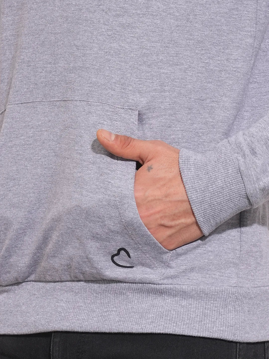 Grey Regular Fit Round Neck Long Sleeves Men's Hoodie by Being Human Clothing - Image 9