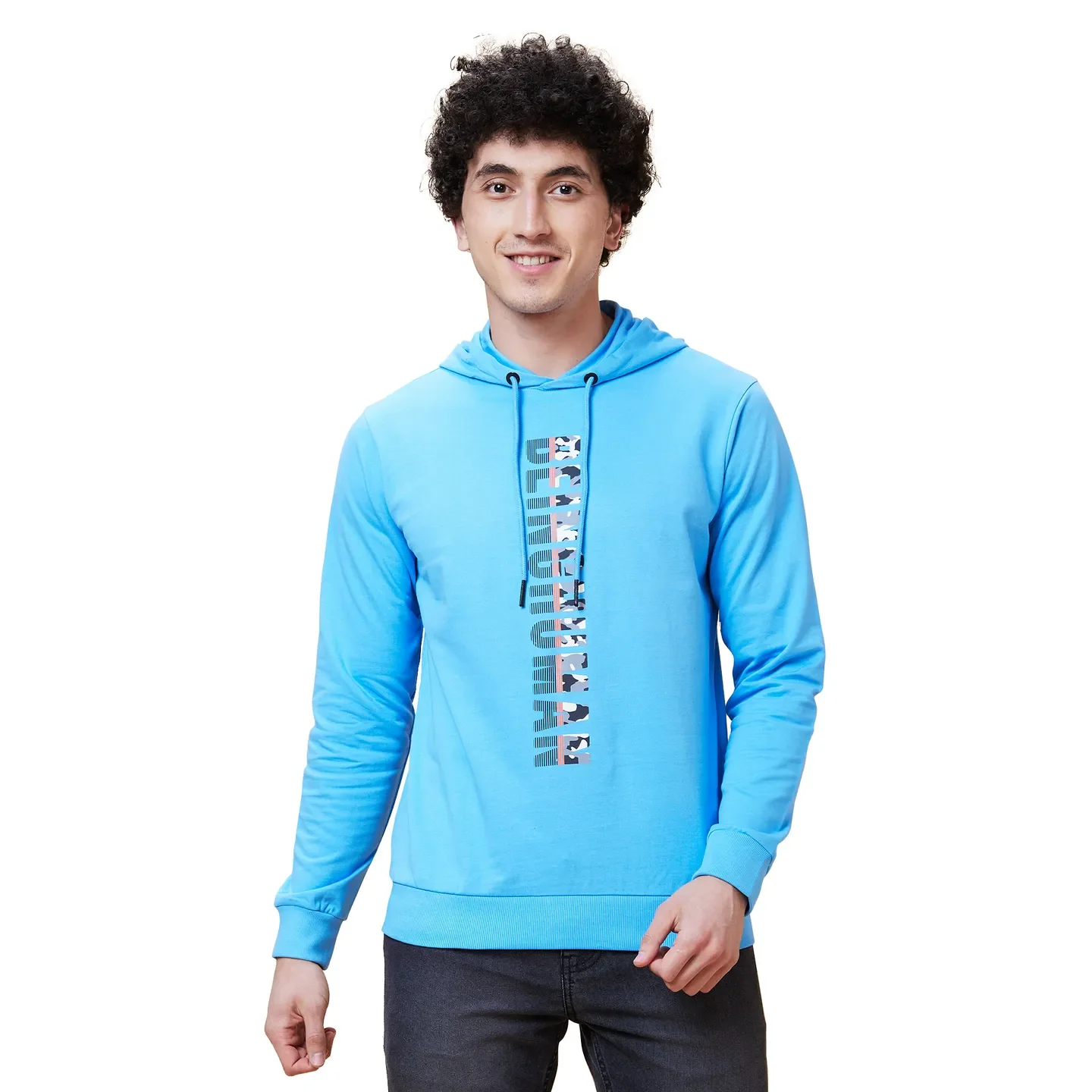 Light Blue Regular Fit Men's Hoodie by Being Human Clothing