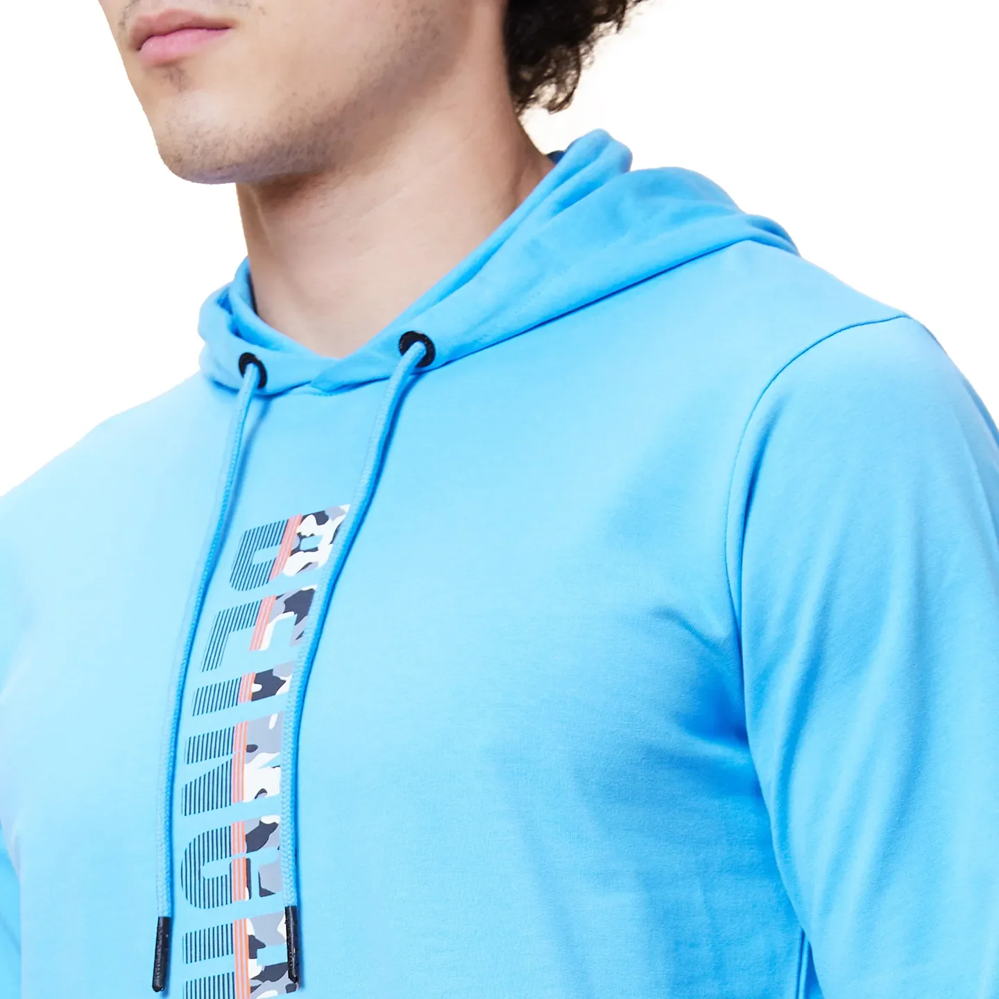 Light Blue Regular Fit Men's Hoodie by Being Human Clothing - Image 5