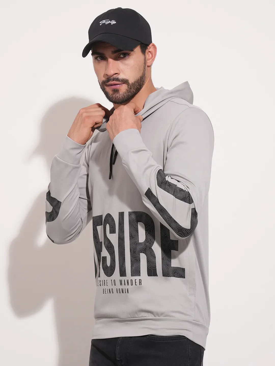 Light Grey Regular Fit Men's Hoodie by Being Human Clothing - Image 6