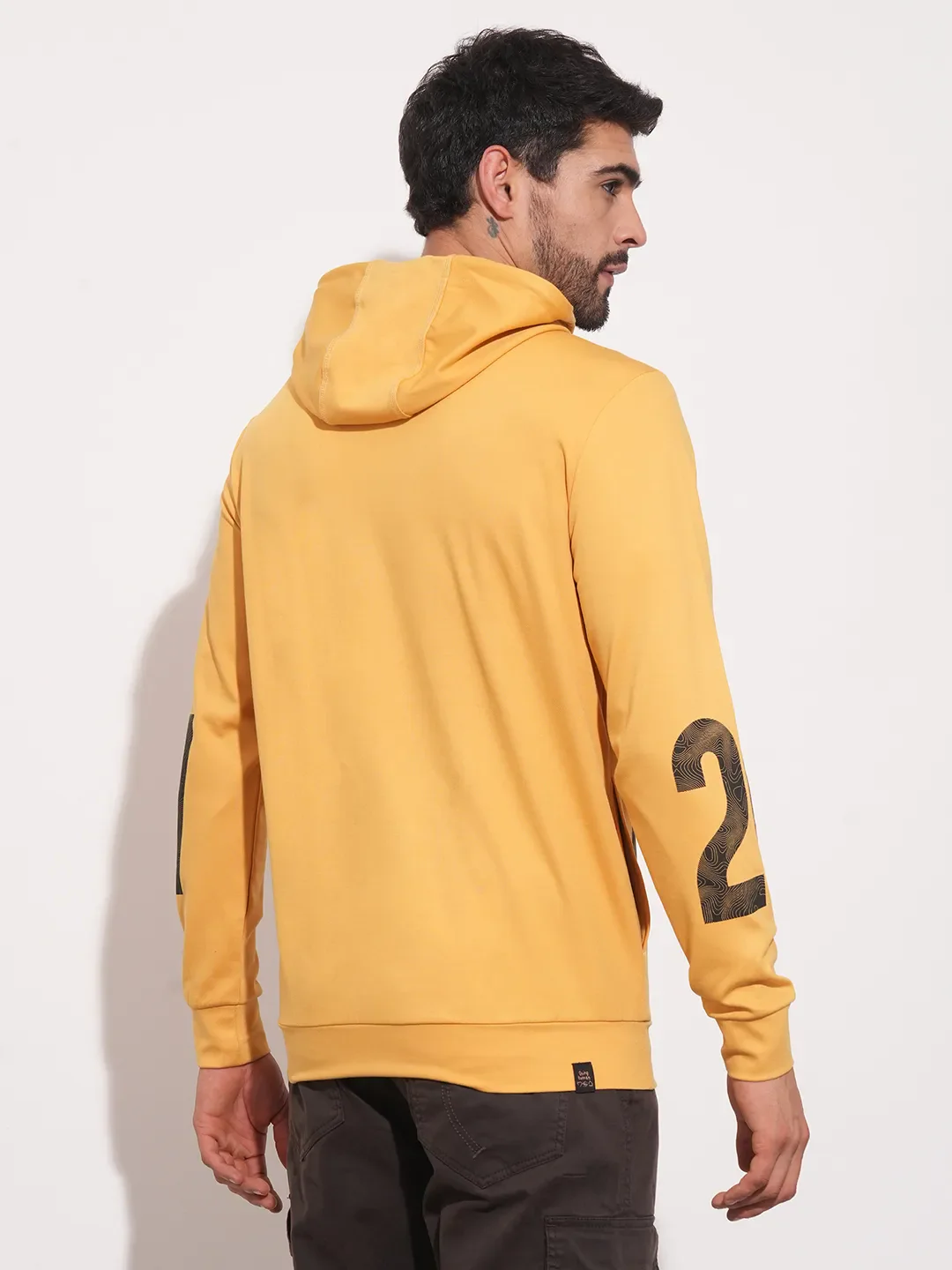 Mustard Regular Fit Men's Hoodie by Being Human Clothing - Image 5