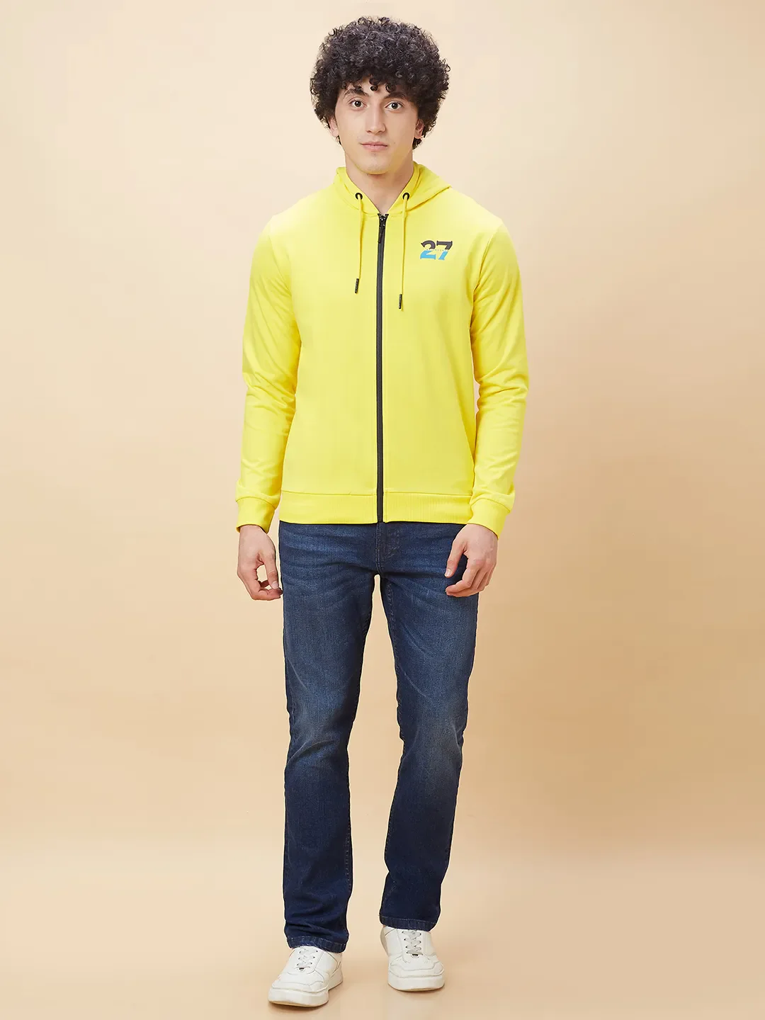 Yellow Regular Fit Long Sleeves Men's Hoodie by Being Human Clothing - Image 2