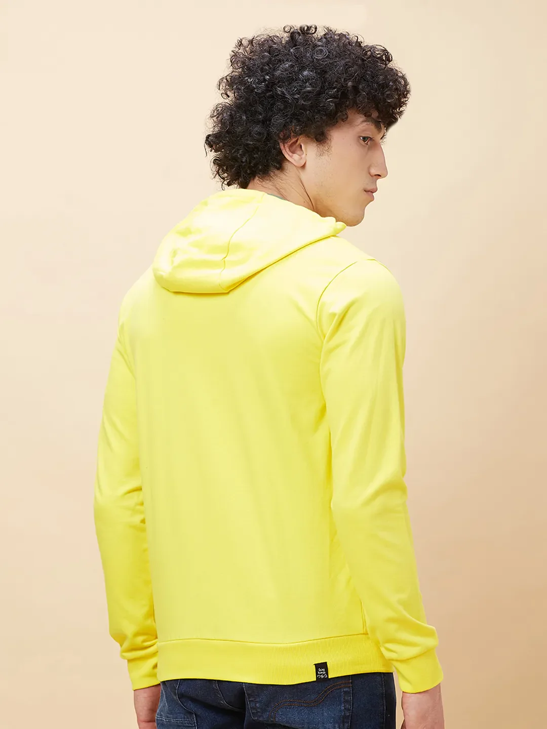 Yellow Regular Fit Long Sleeves Men's Hoodie by Being Human Clothing - Image 3