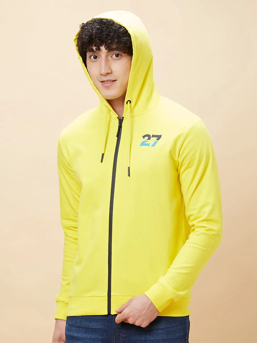 Yellow Regular Fit Long Sleeves Men's Hoodie by Being Human Clothing - Image 4