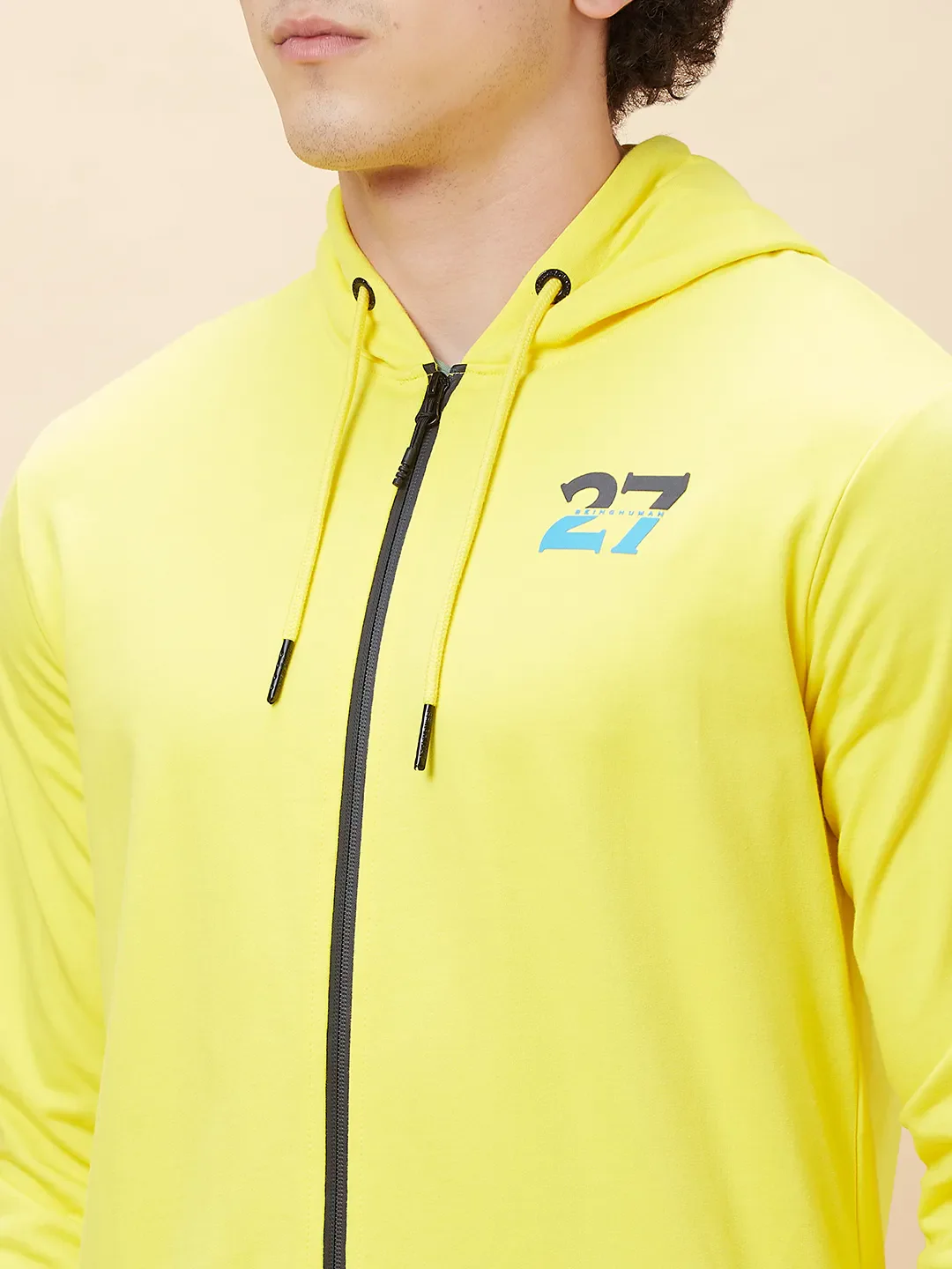 Yellow Regular Fit Long Sleeves Men's Hoodie by Being Human Clothing - Image 5