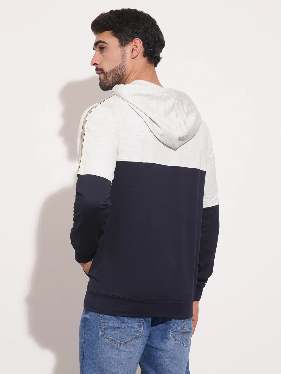 Blue Regular Fit  Long Sleeves Men's Hoodie by Being Human Clothing - Image 5