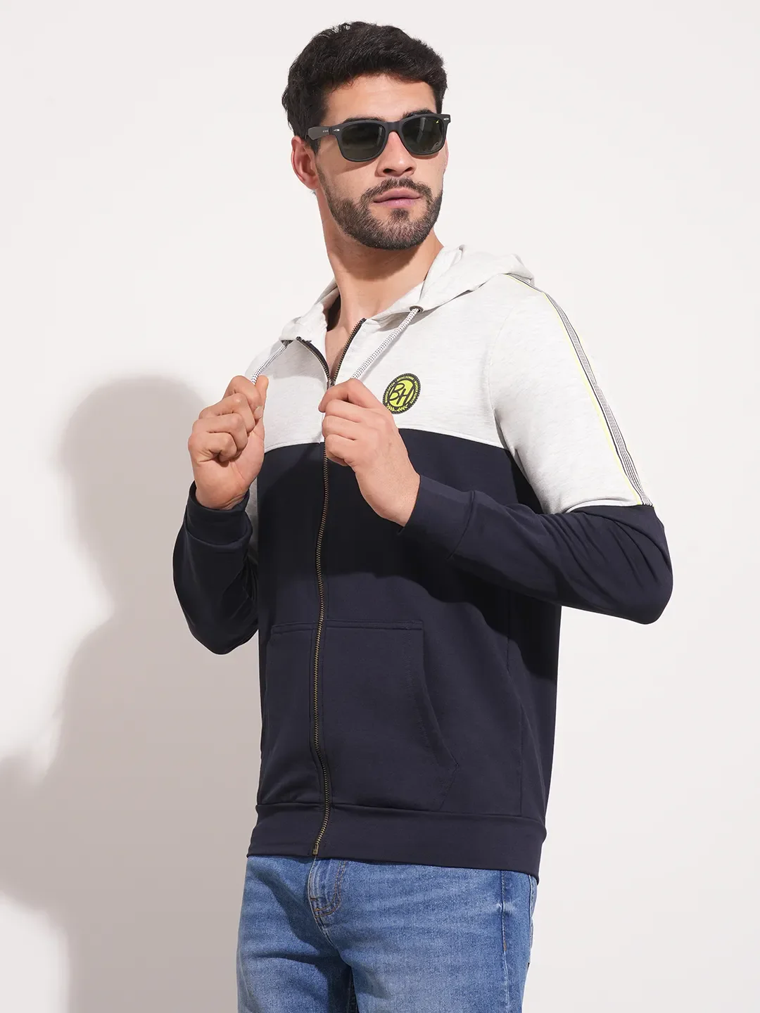 Blue Regular Fit  Long Sleeves Men's Hoodie by Being Human Clothing - Image 7