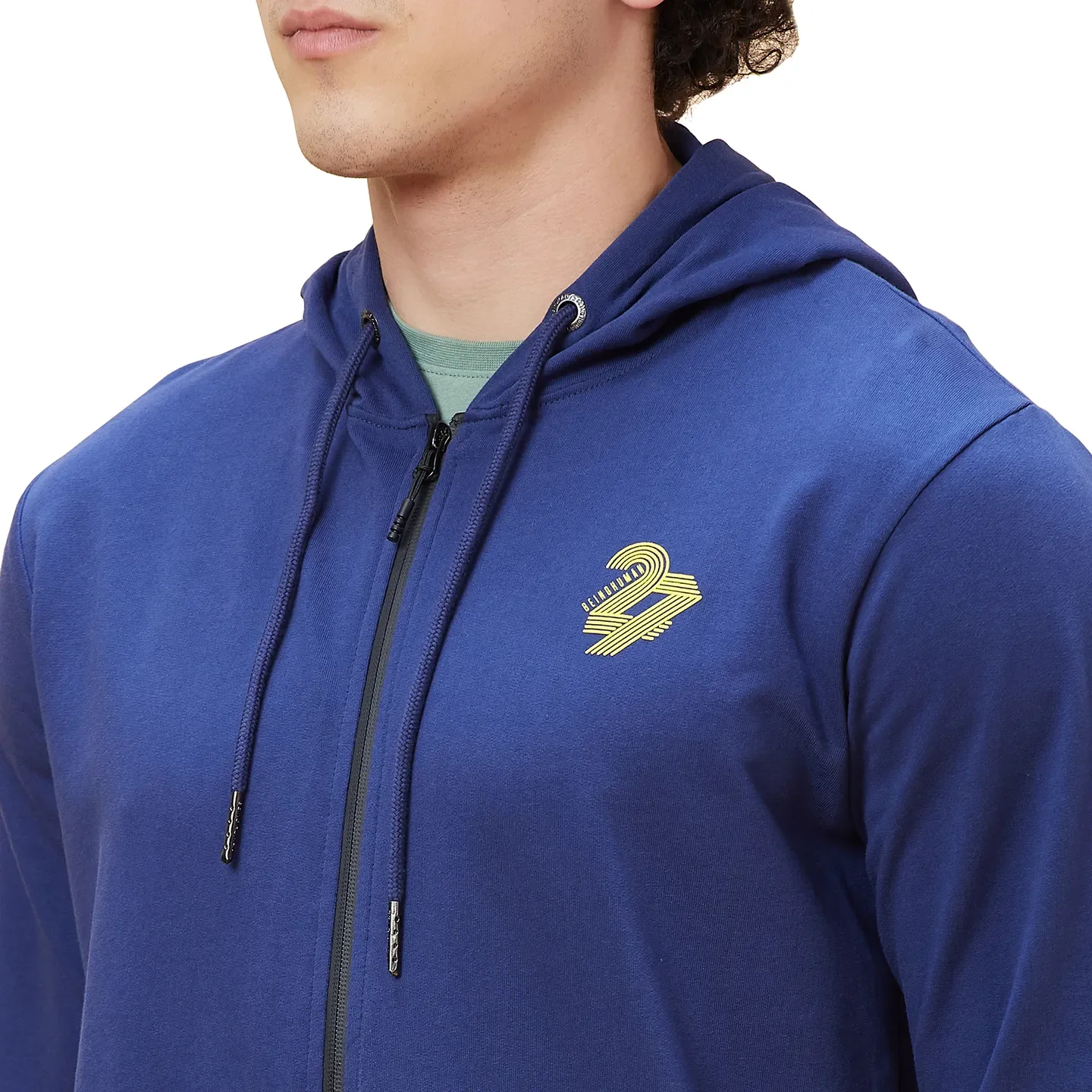 Blue Regular Fit Long Sleeves Men's Hoodie by Being Human Clothing - Image 6