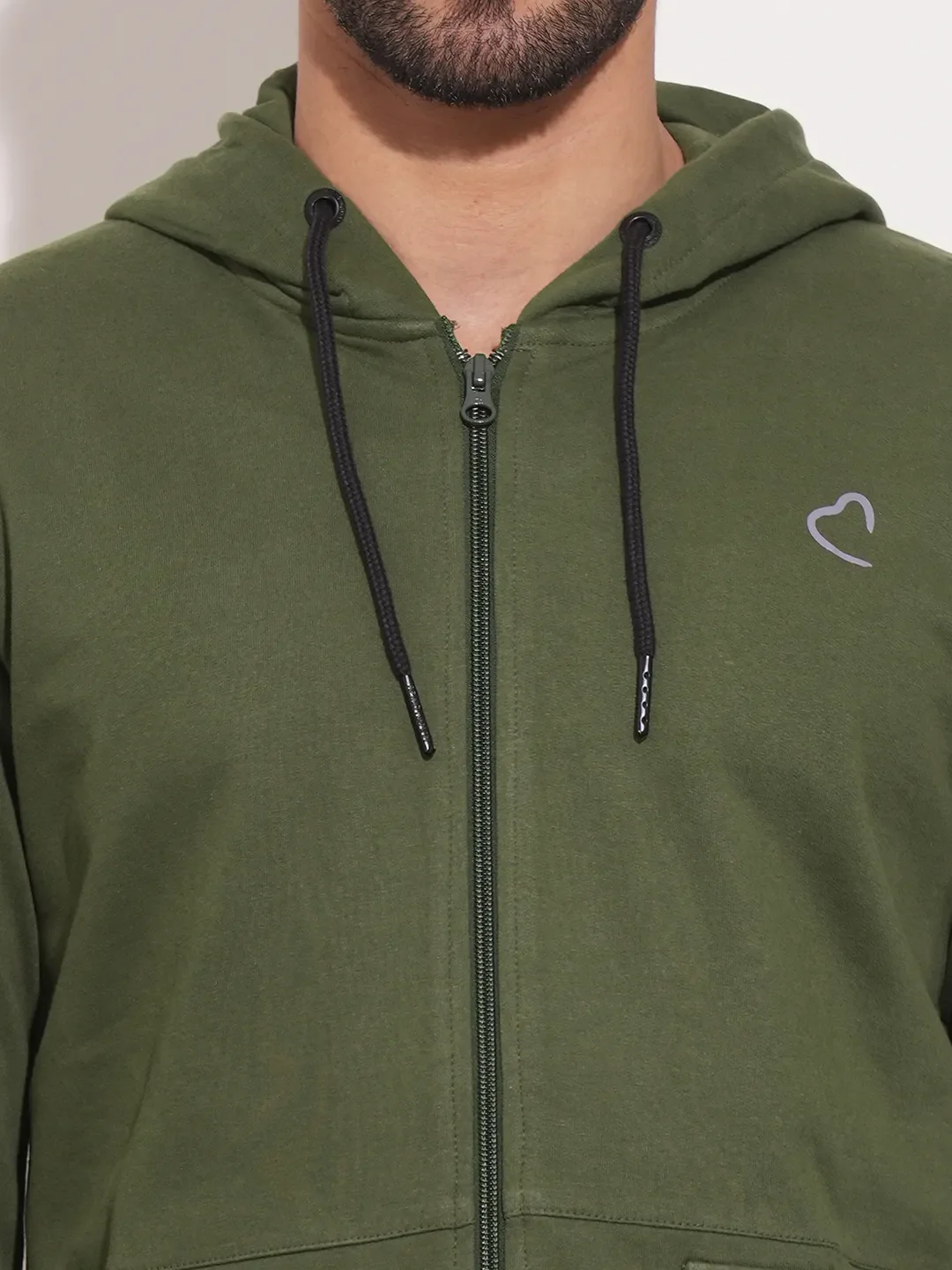 Olive Regular Fit Round Neck Long Sleeves Men's Hoodie by Being Human Clothing - Image 8