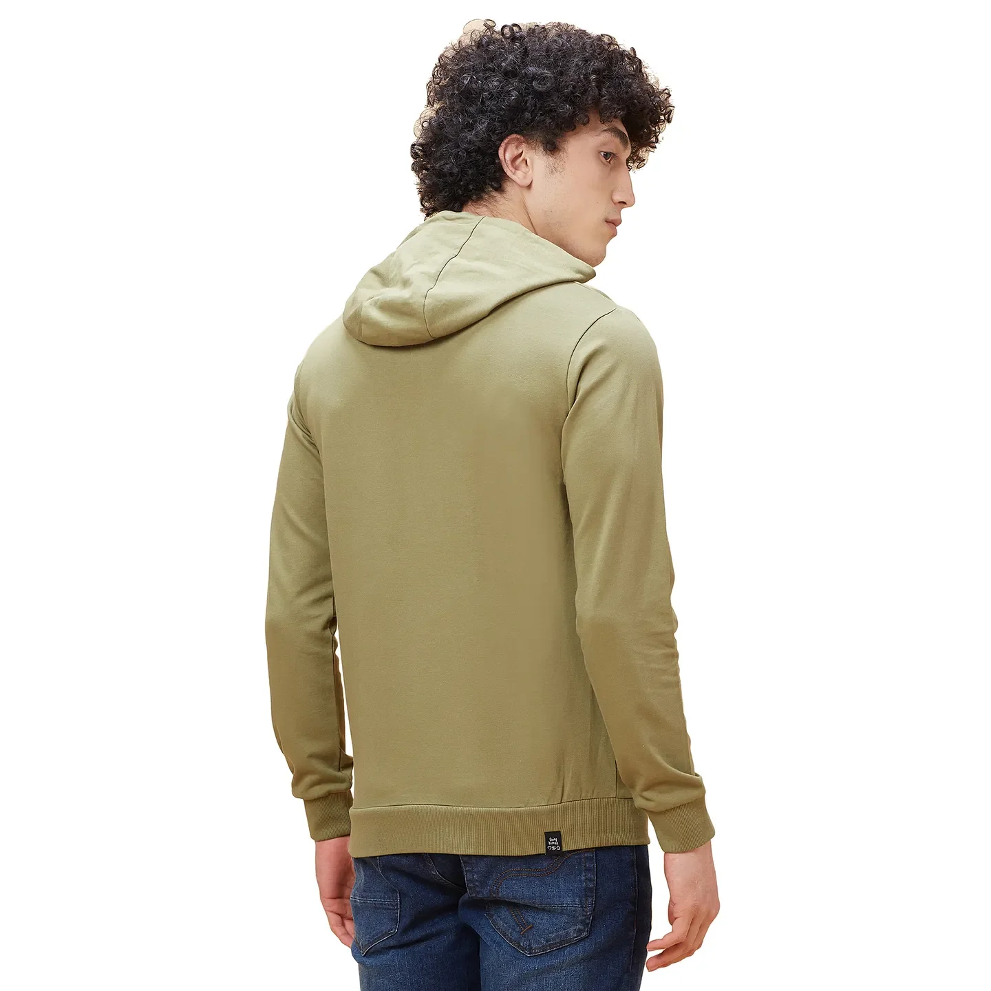 Olive Regular Fit  Long Sleeves Men's Hoodie by Being Human Clothing - Image 3