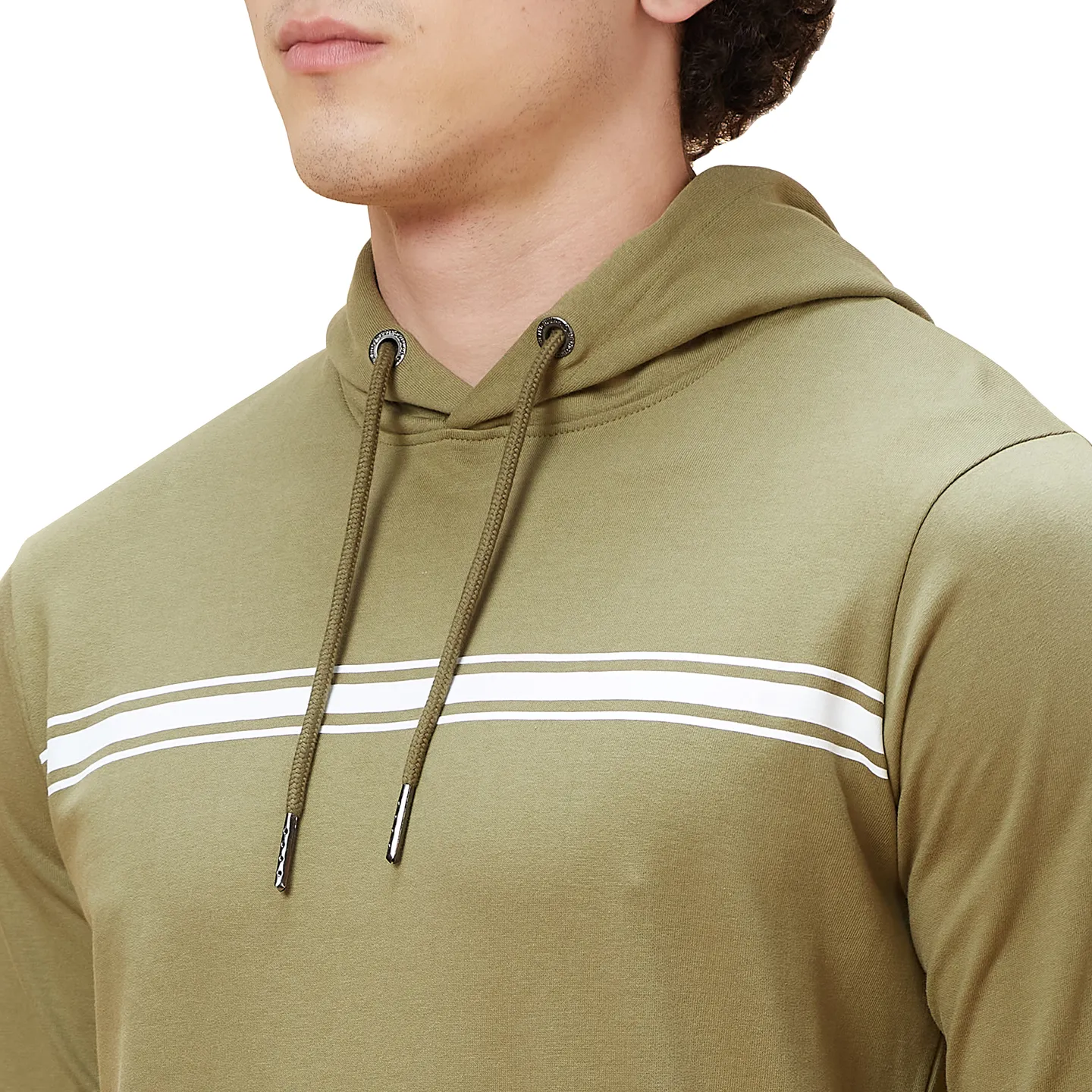 Olive Regular Fit  Long Sleeves Men's Hoodie by Being Human Clothing - Image 5