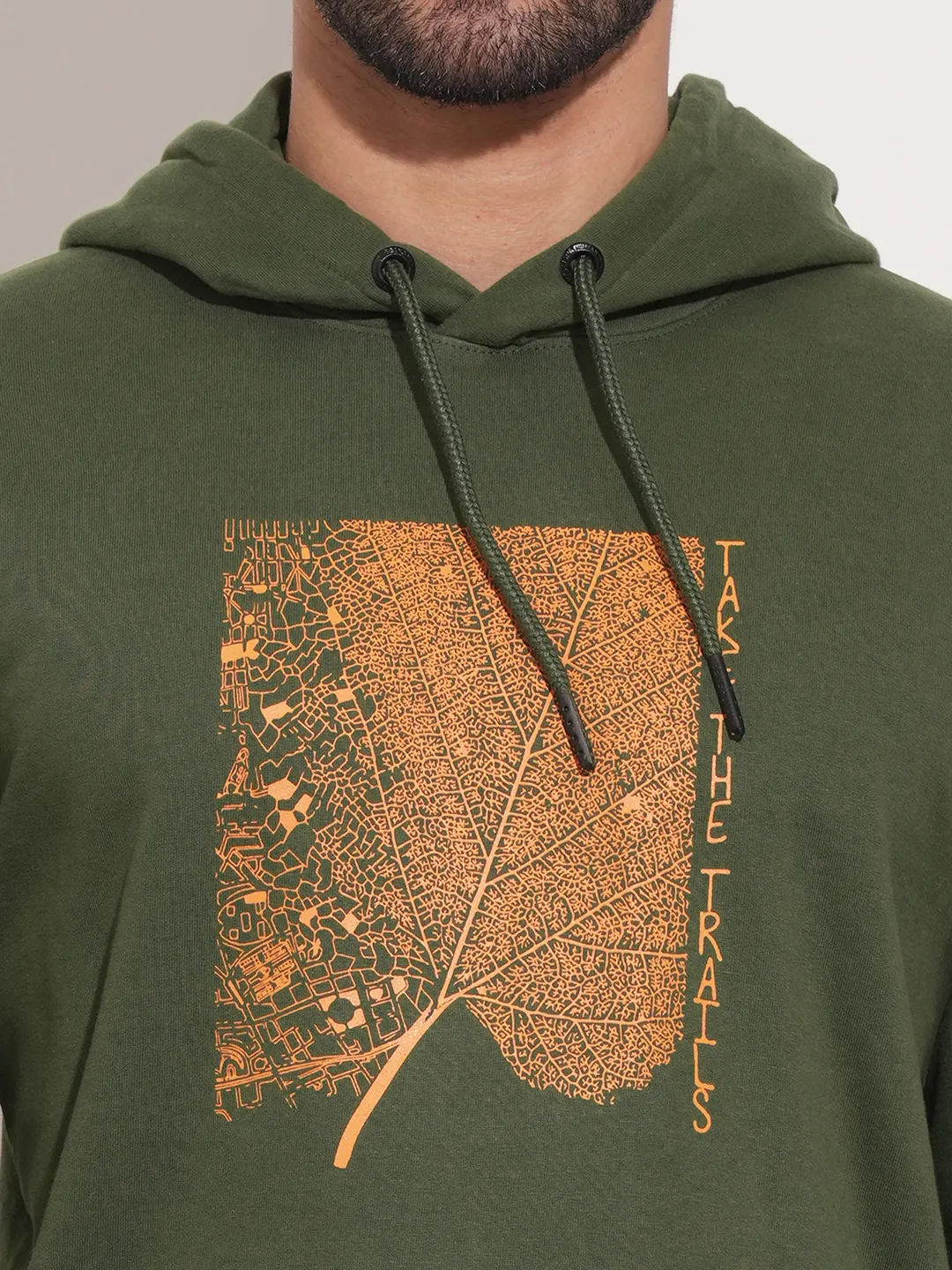 Green Regular Fit Round Neck Long Sleeves Men's Hoodie by Being Human Clothing - Image 8