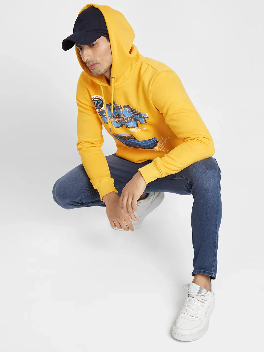 Orange Regular Fit  Long Sleeves Men's Hoodie by Being Human Clothing - Image 3