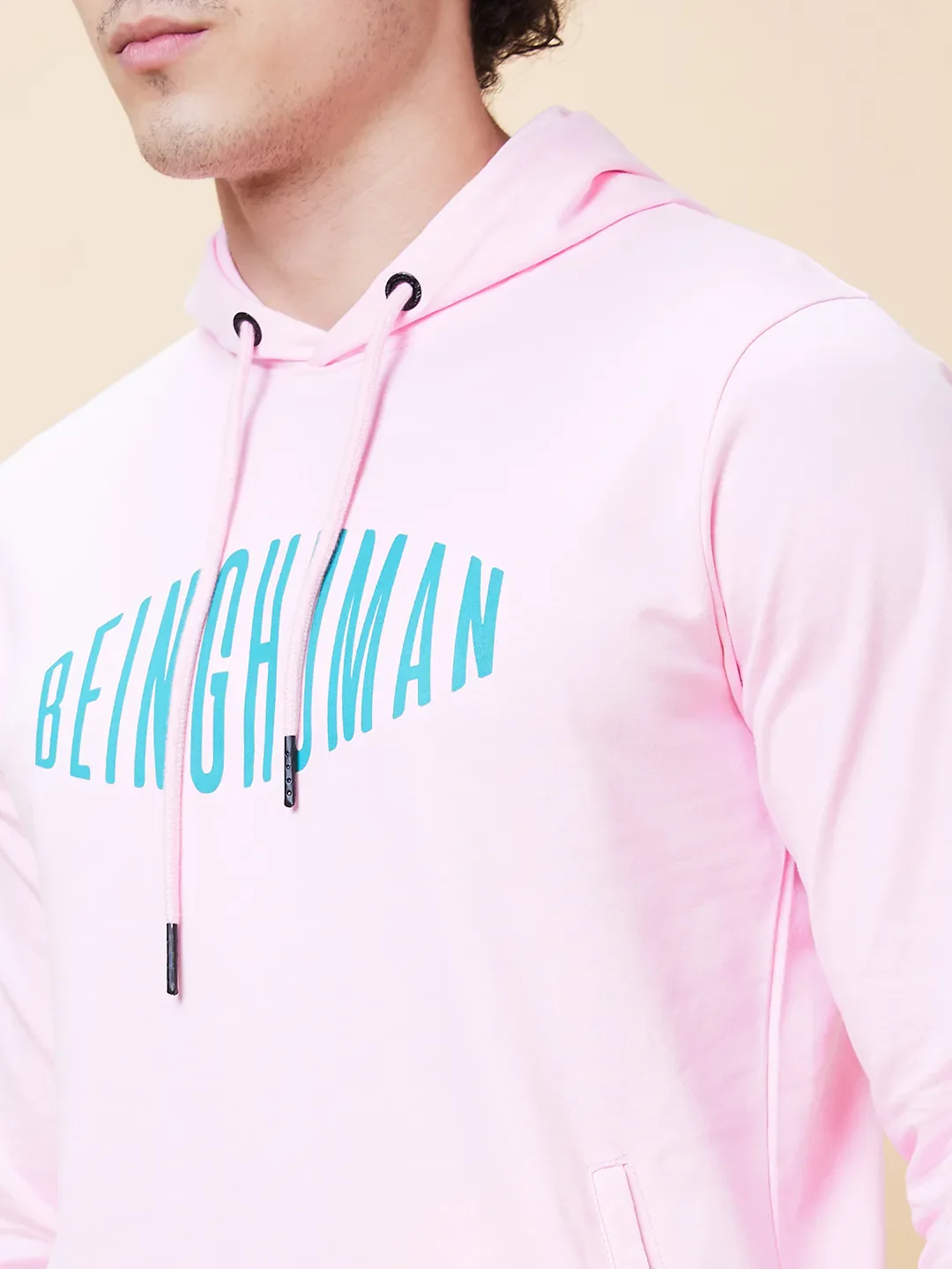 Pink Regular Fit Men's Hoodie by Being Human Clothing - Image 6
