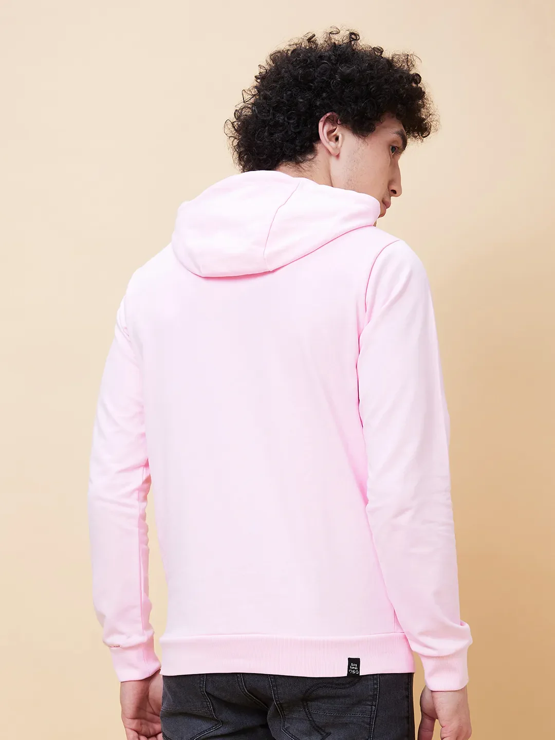 Pink Regular Fit Men's Hoodie by Being Human Clothing - Image 3