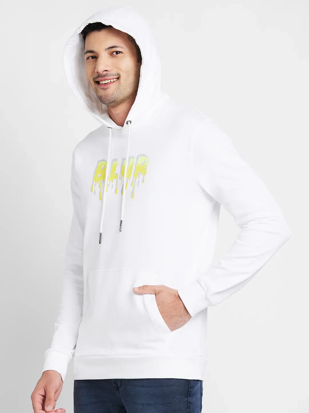 White Regular Fit Round Neck Men's Hoodie by Being Human Clothing - Image 4