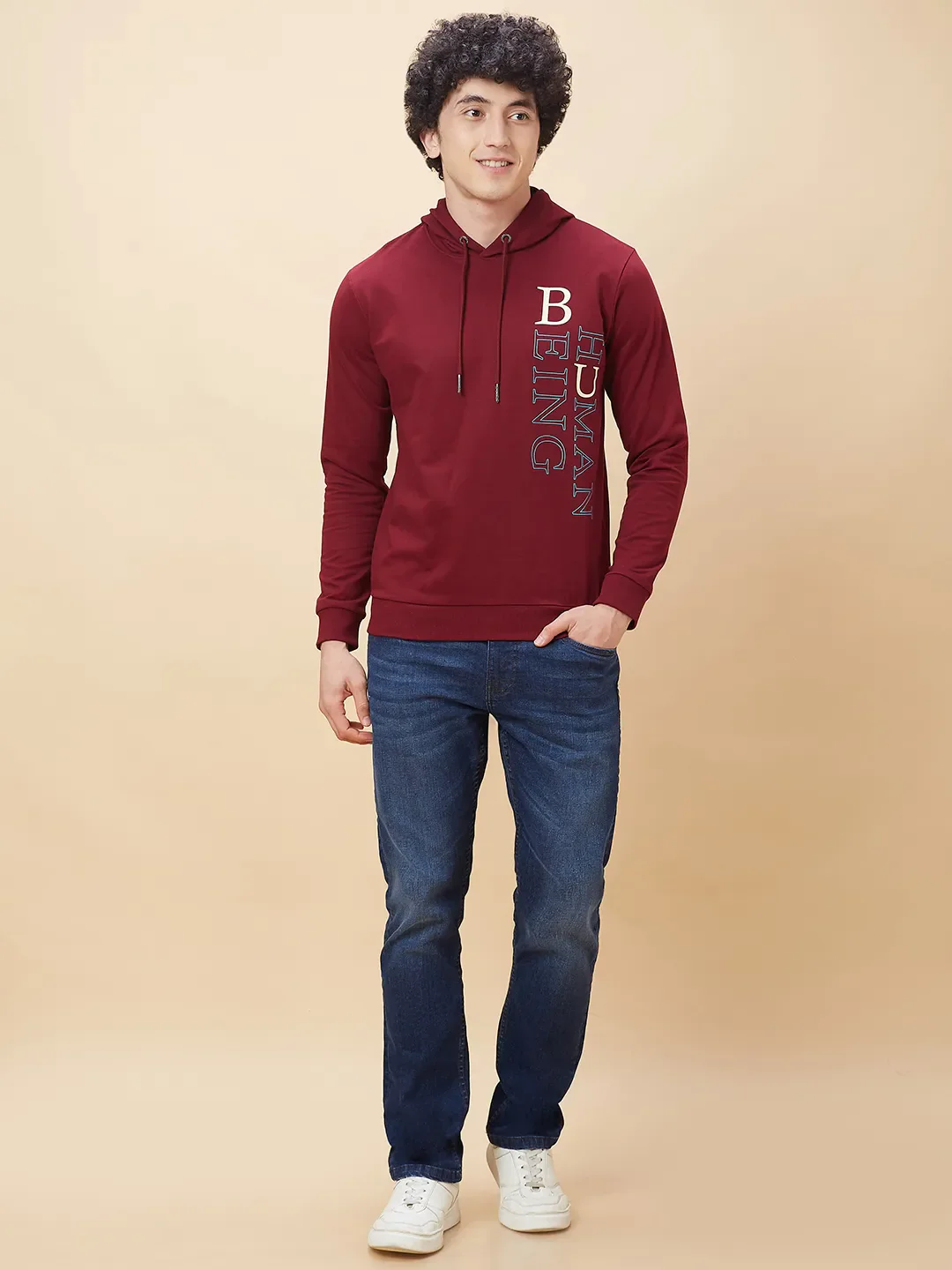 Red Regular Fit  Long Sleeves Men's Hoodie by Being Human Clothing - Image 2