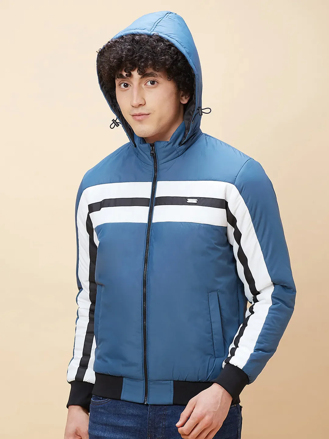 Blue Regular Fit Men's Jacket by Being Human Clothing - Image 4