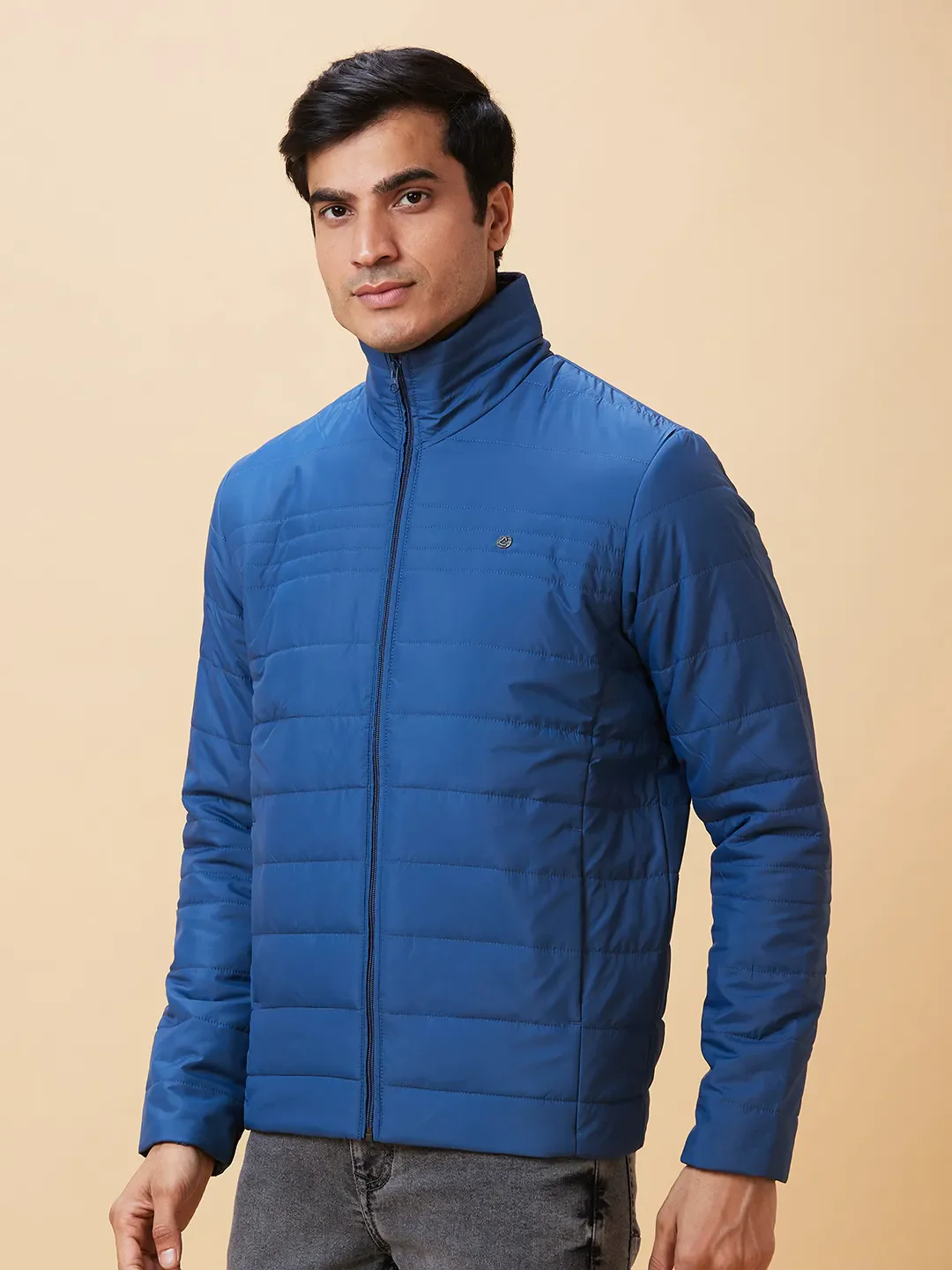Blue Regular Fit Long Sleeves Men's Jacket by Being Human Clothing
