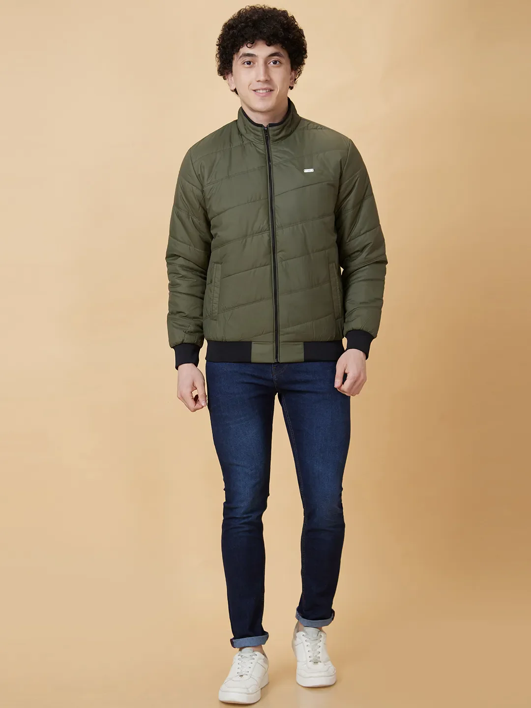 Green Regular Fit Men's Jacket by Being Human Clothing - Image 3