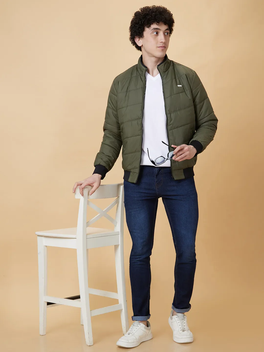 Green Regular Fit Men's Jacket by Being Human Clothing - Image 4