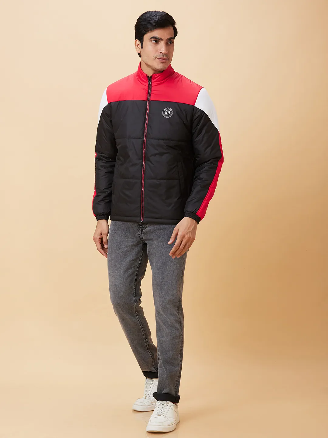 Black Regular Fit Men's Jacket by Being Human Clothing - Image 2
