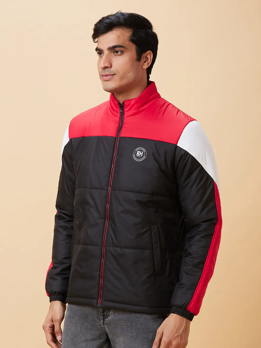 Black Regular Fit Men's Jacket by Being Human Clothing - Image 4