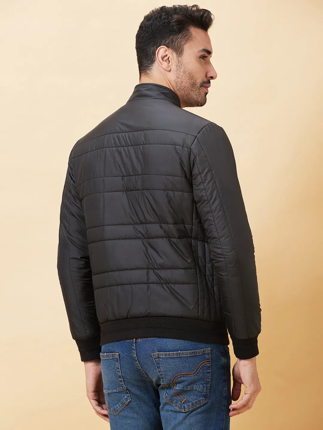 Black Regular Fit Long Sleeves Men's Jacket by Being Human Clothing - Image 3