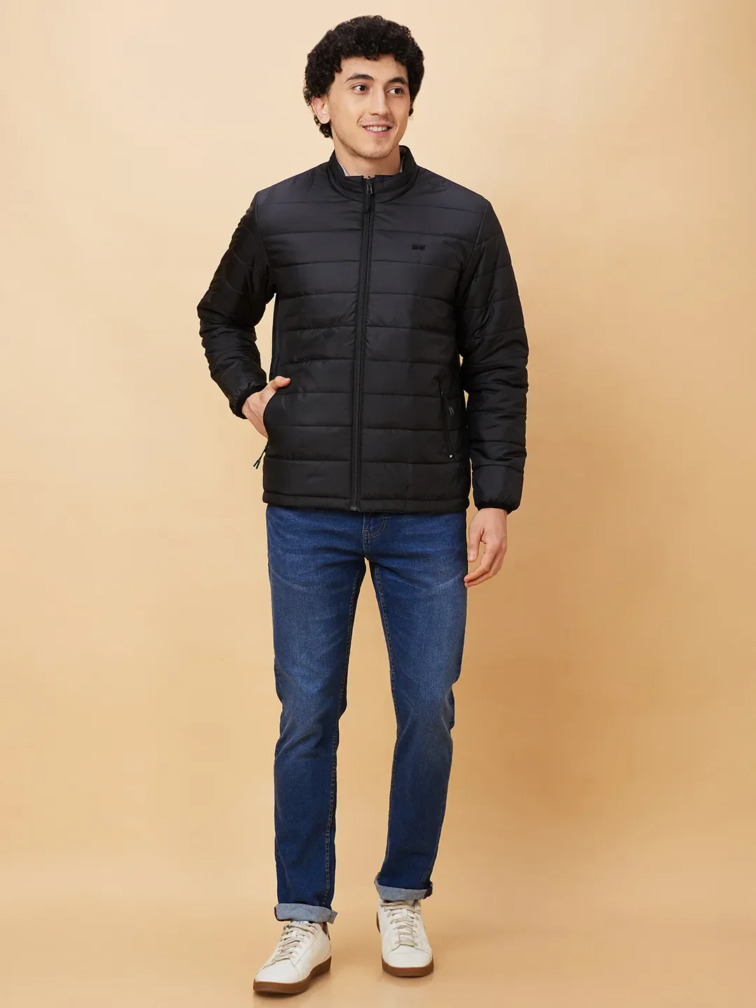 Black Regular Fit Long Sleeves Men's Jacket by Being Human Clothing - Image 2