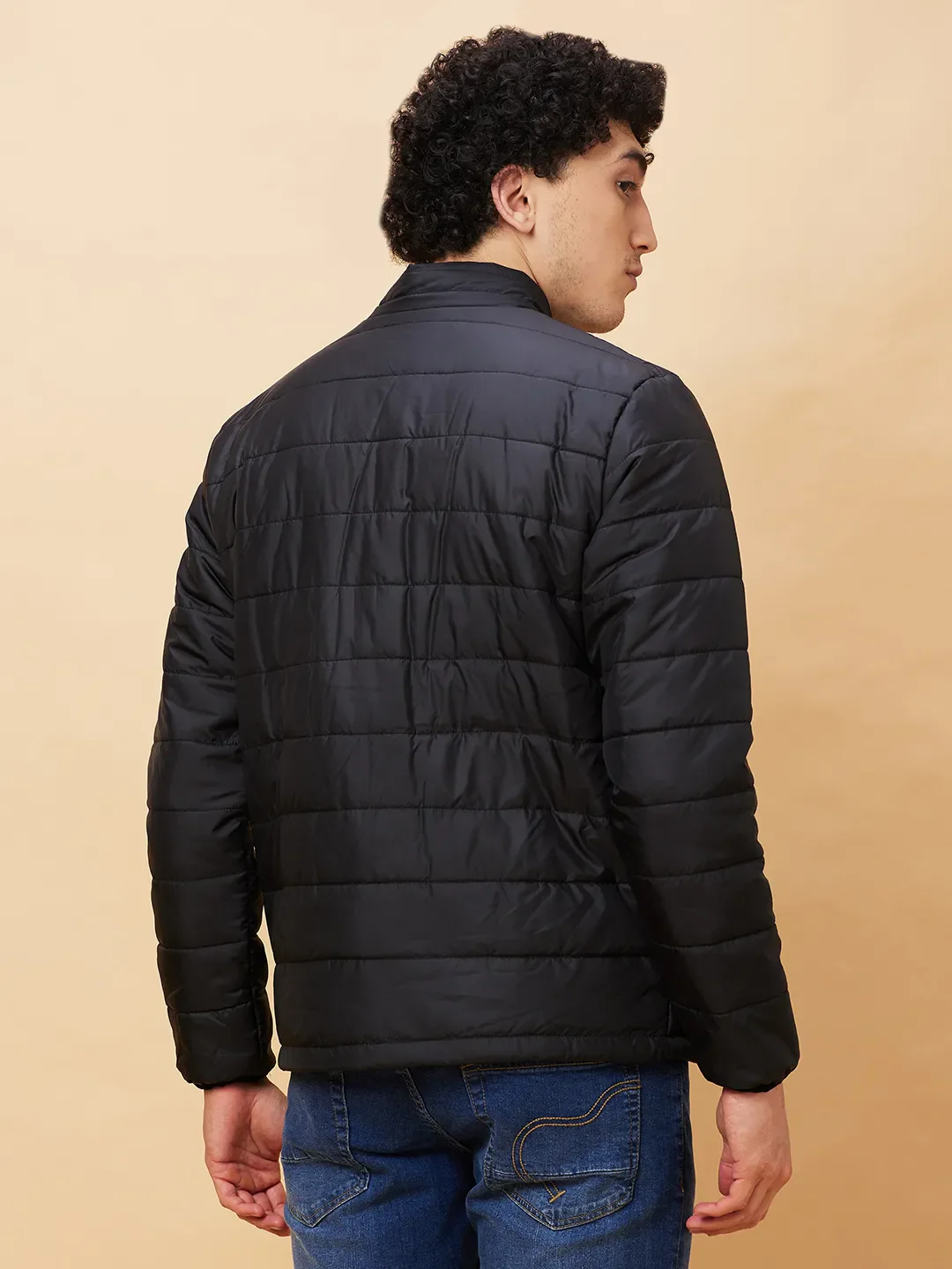 Black Regular Fit Long Sleeves Men's Jacket by Being Human Clothing - Image 3