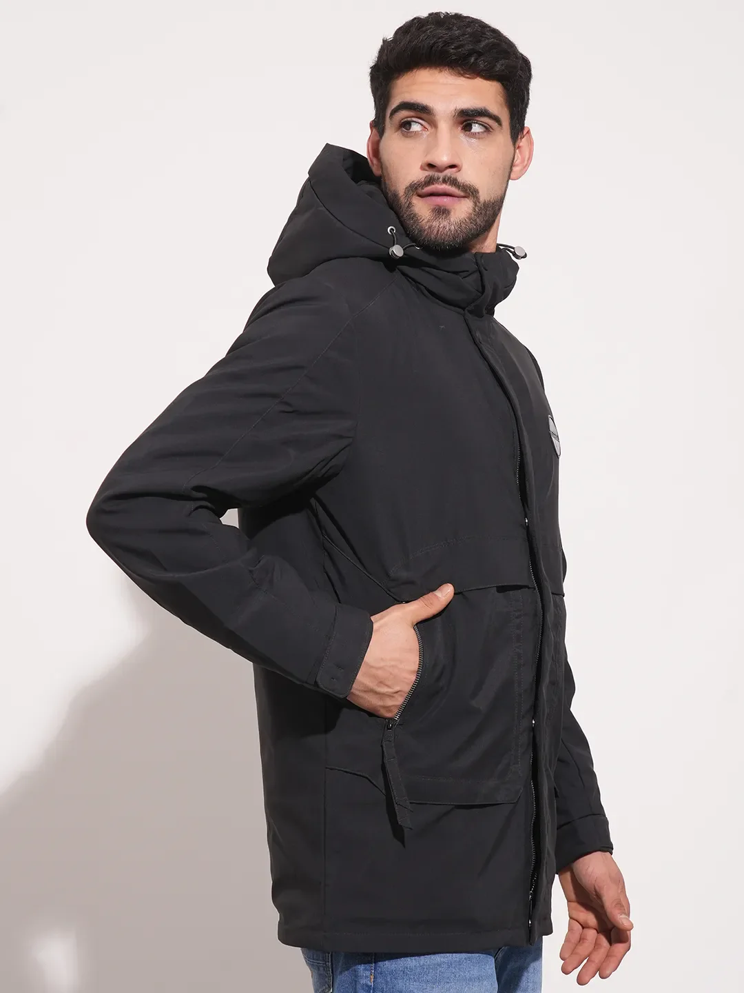 Black Regular Fit Long Sleeves Men's Jacket by Being Human Clothing - Image 3