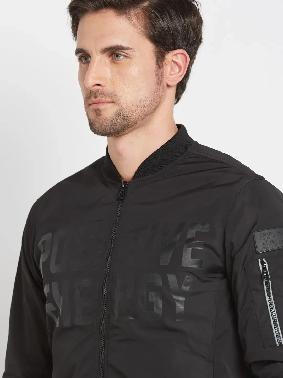 Black Regular Fit Long Sleeves Men's Jacket by Being Human Clothing - Image 4
