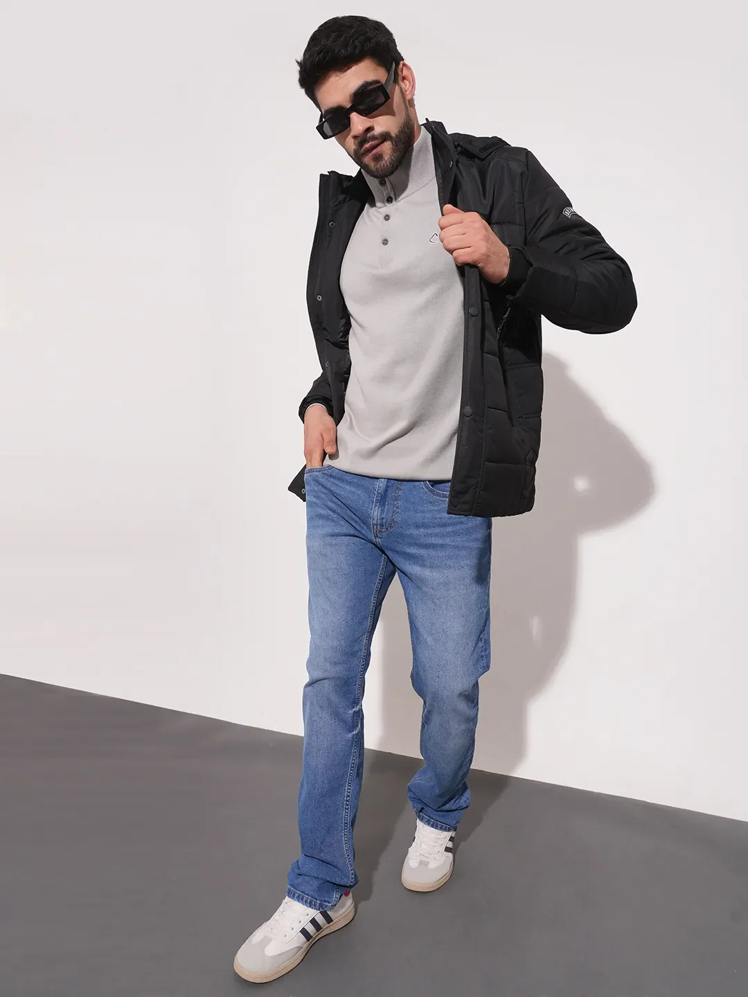 Black Regular Fit Long Sleeves Men's Jacket by Being Human Clothing - Image 2