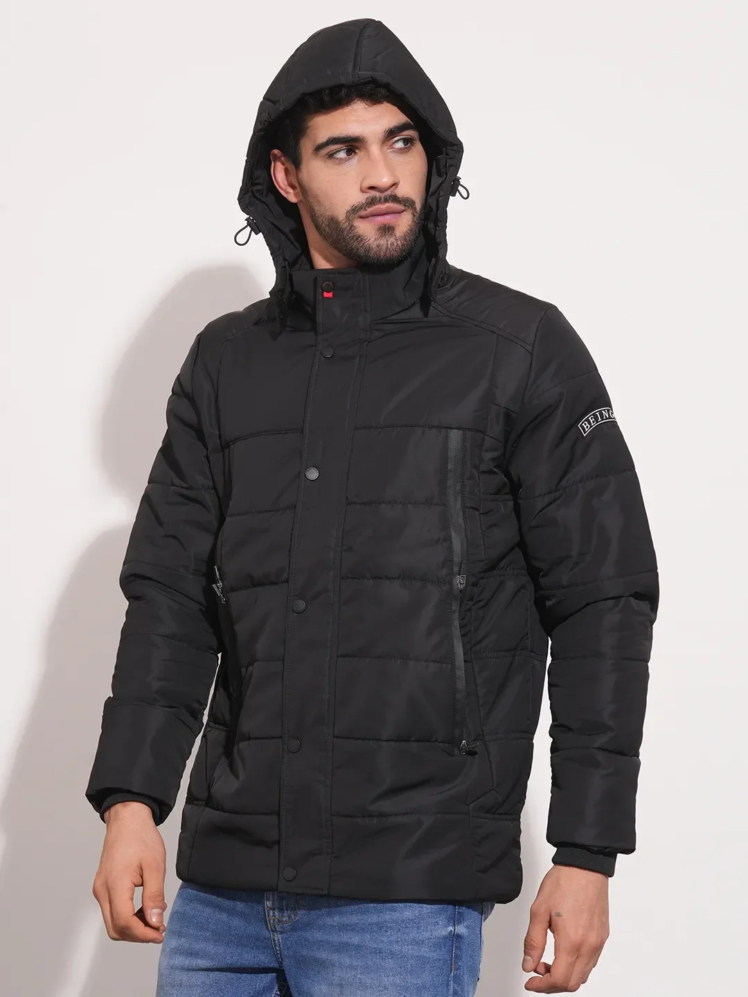 Black Regular Fit Long Sleeves Men's Jacket by Being Human Clothing - Image 6