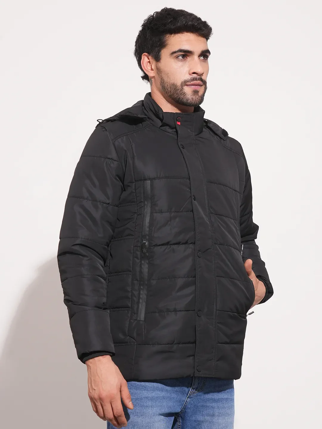 Black Regular Fit Long Sleeves Men's Jacket by Being Human Clothing - Image 7